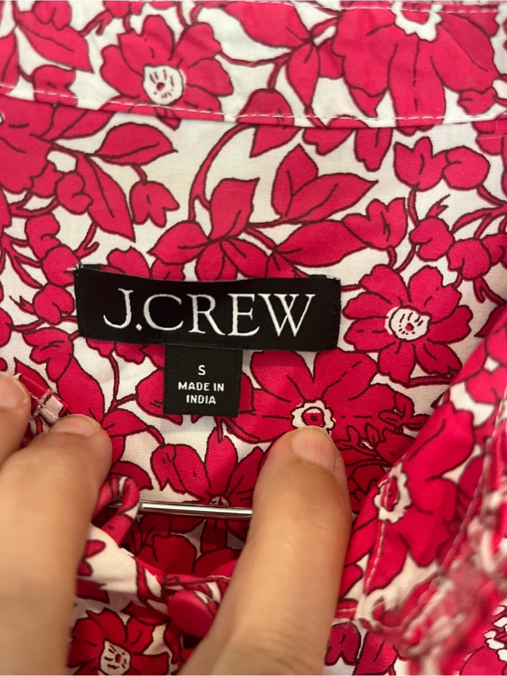 J. Crew Cotton Floral Long Sleeve Popover Blouse Top Pink Peasant Cottagecore S - Picture 6 of 11
